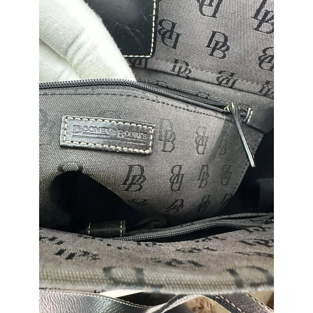 Dooney & Bourke Brown Black Monogram Canvas Shoulder Bag Purse Large
